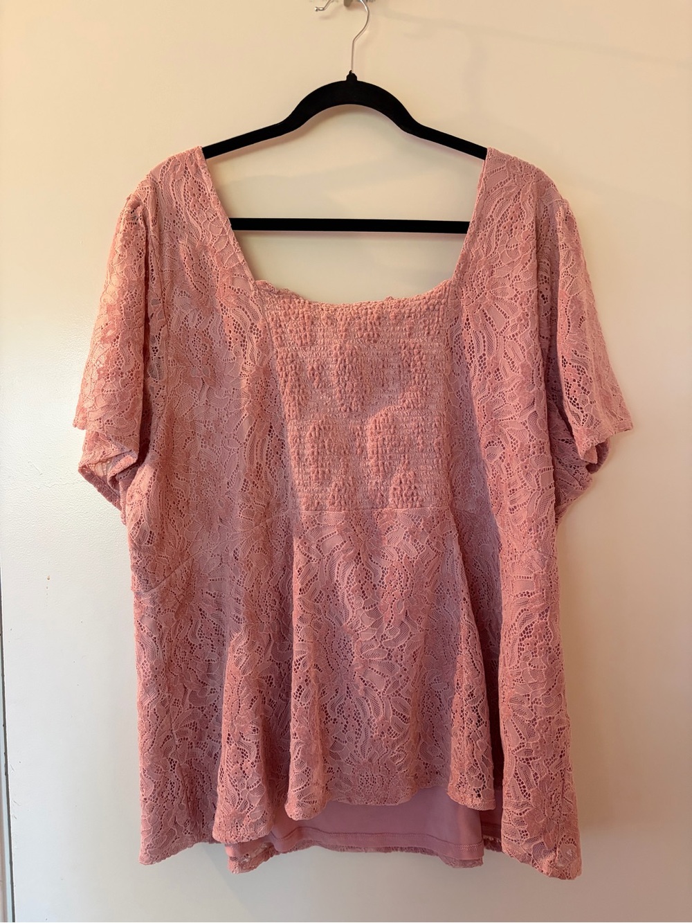 Addition Elle Blush Pink Lace Square-Neck Tunic